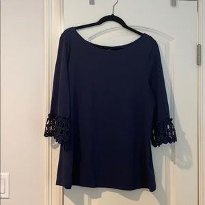 SOLD Lilly Pulitzer Waverly Ruffle Top in Navy